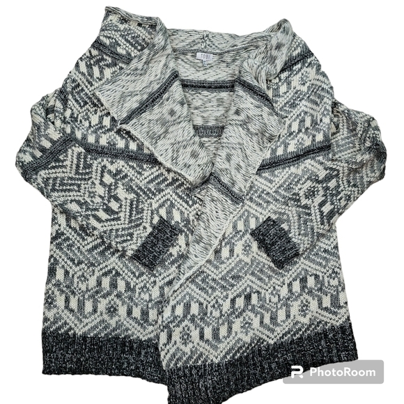 TOBI Oversized Nordic Print Cascade Open Front Cardigan in Small - Picture 4 of 11